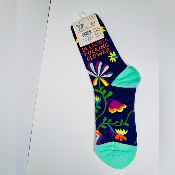 NEW I’m A Delicate F*cking Flower Crew Socks BLUE Q ONE SIZE - Picture 9 of 16